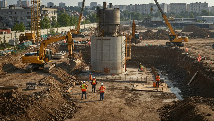 Разработка котлована в условиях городской застройки
