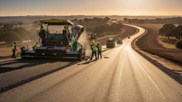 Укладка дороги из асфальтовой крошки
