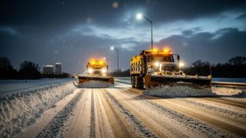 Уборка снега ночью