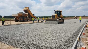Укладка щебня под парковку