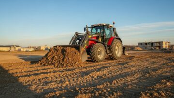 Выравнивание участка трактором