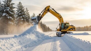 Уборки снега экскаватором