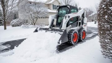 Уборка снега бобкэтом