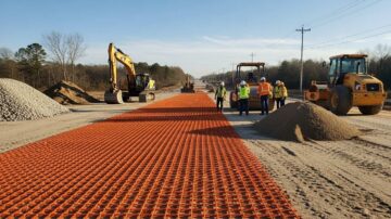Строительство дорог с геосеткой