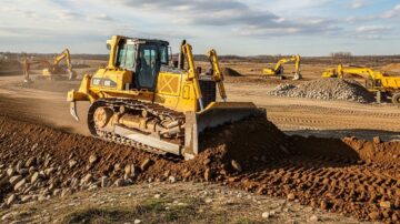 Планировка откосов бульдозером