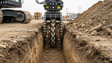 Устройство основания траншеи