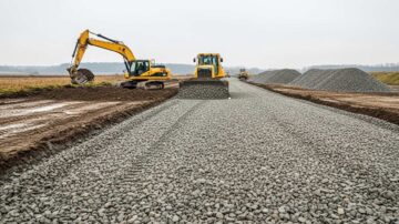 Устройство временных дорог из щебня
