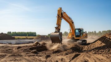 Расчистка участка экскаватором