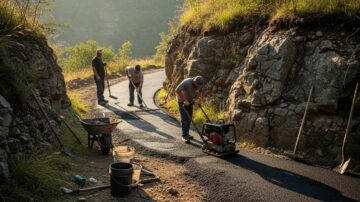 Укладка асфальта в сложнодоступных местах