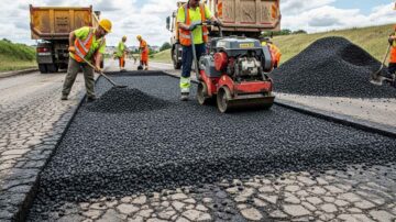 Ремонт дороги асфальтовой крошкой