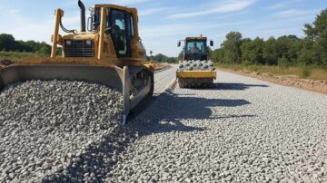 Устройство дороги из щебня