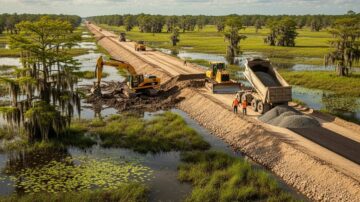 Строительство дорог на болотах
