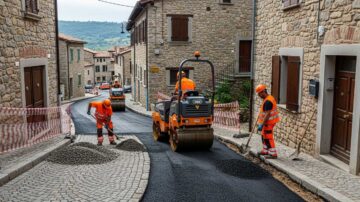 Строительство дорог в поселке