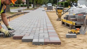 Устройство тротуара из брусчатки