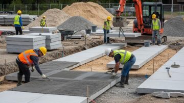 Устройство тротуаров из бетонных плит