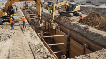 Разработка котлованов под опоры