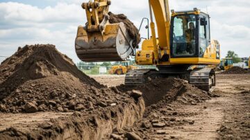 Обратная засыпка грунта экскаватором