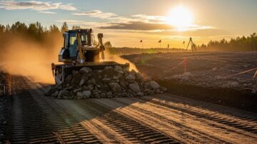 Планировка дороги бульдозером