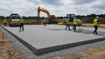 Устройство щебеночного основания фундамента