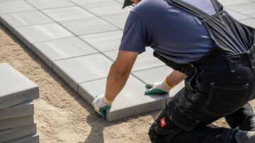 Укладка тротуарной плитки на готовое основание