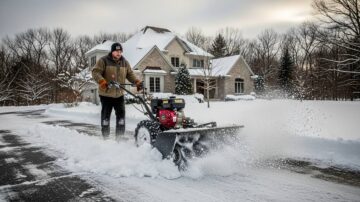 Уборка снега культиватором
