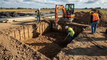 Рытье котлована под фундамент