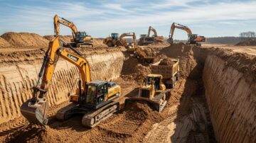 Разработка котлована техникой