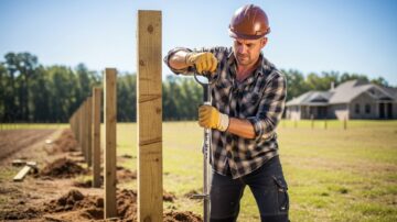 Установка столбов для забора