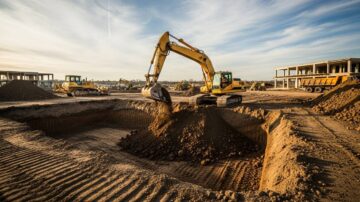 Рытье котлована экскаватором