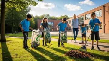 Очистка территории школы