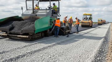 Укладка асфальта на щебень