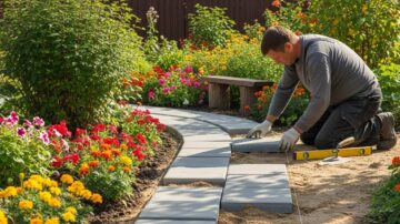 Укладка тротуарной плитки на даче