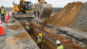 Разработка грунта под траншею